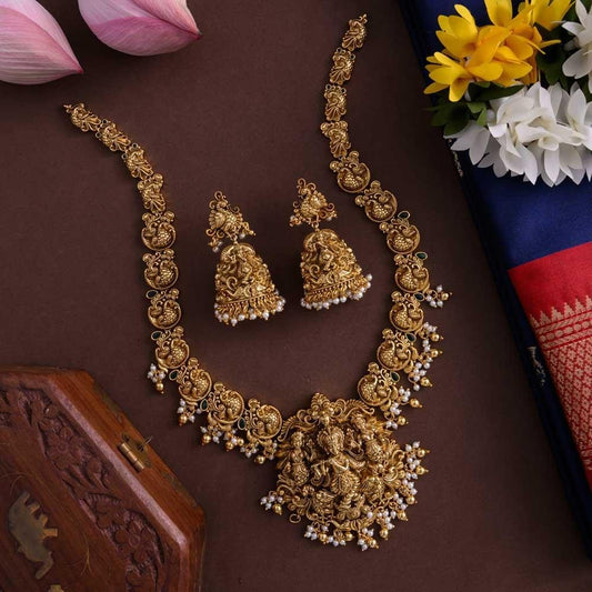 Radhe krishna temple designer - 3D bold haaram - -Sitara