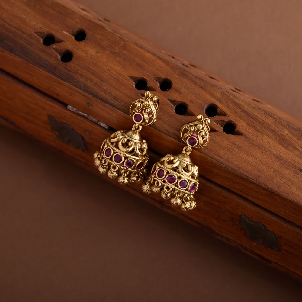 Ruby floral jhumkas - Elegant on a budget - Babyy