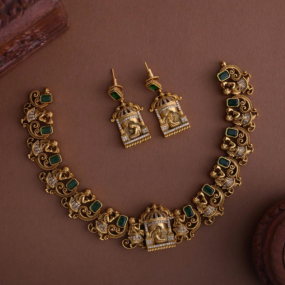 Baandhini temple designer neckpiece set   -kamatchi - Nita