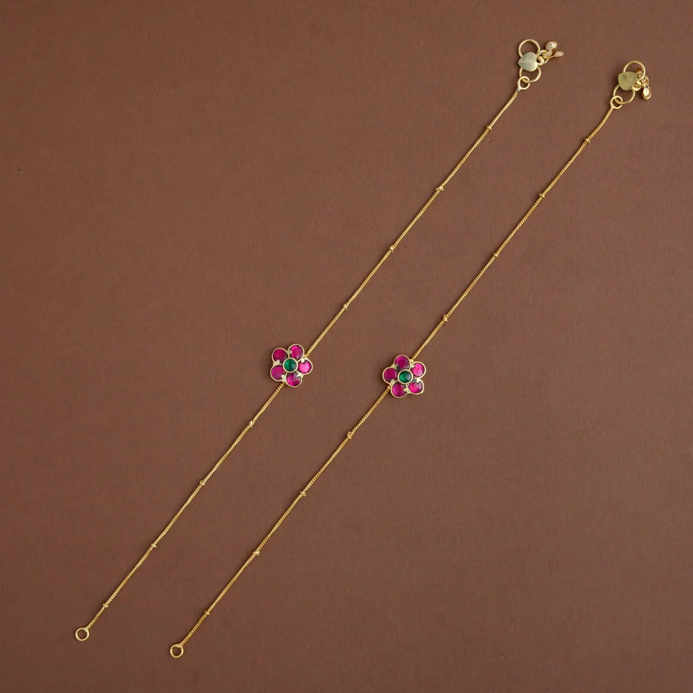 Jadau floral anklet
