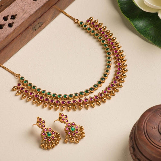 adhidhi dual layered neckpiece   - Onam