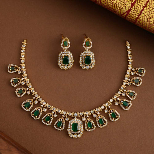 Viola American diamond neckpiece set - Nita