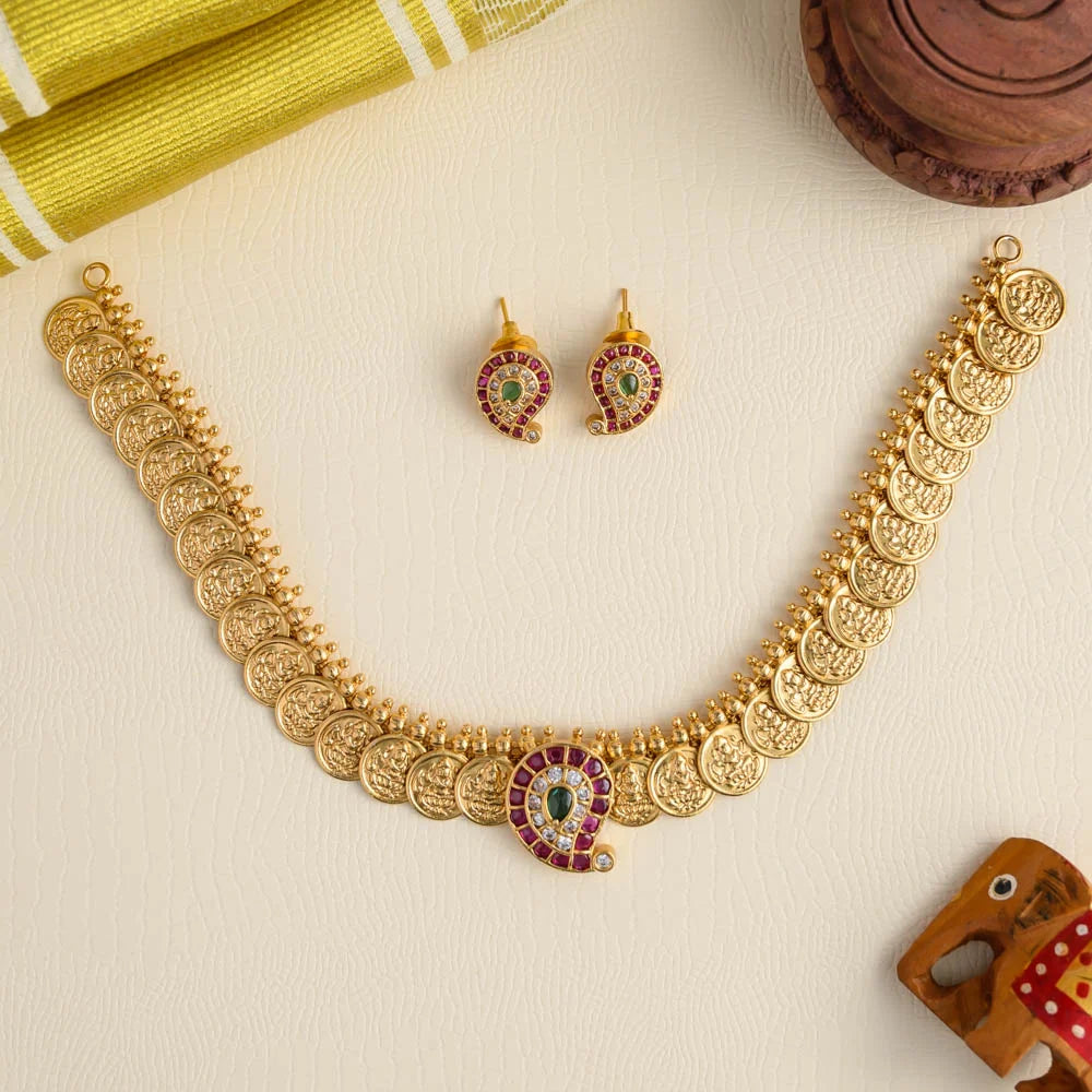 Lakshmi coin neckpiece set - varalakshmi