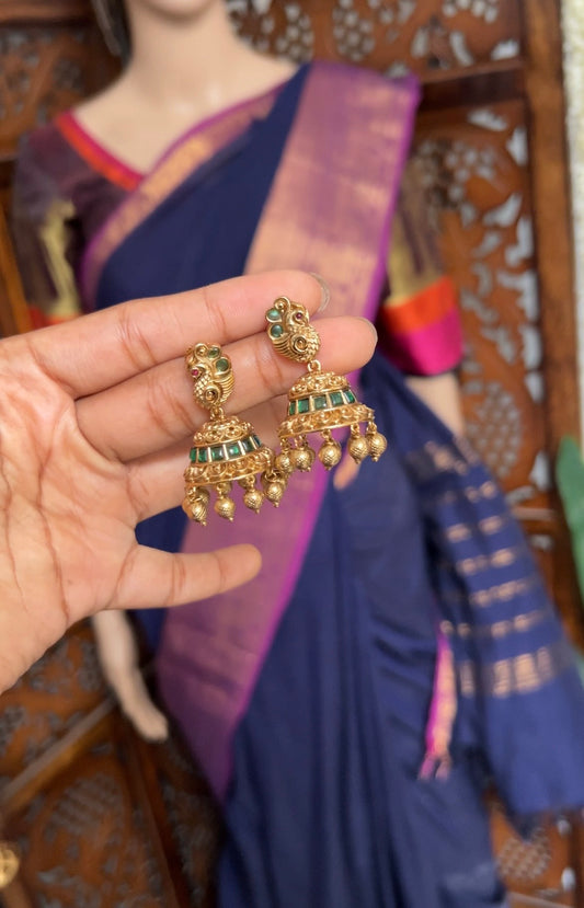 Peacock 3d jhumkas -Minmini - Suki