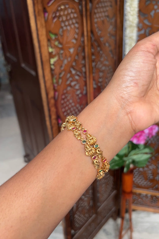 Mayura Green With Ruby Gems Bangle