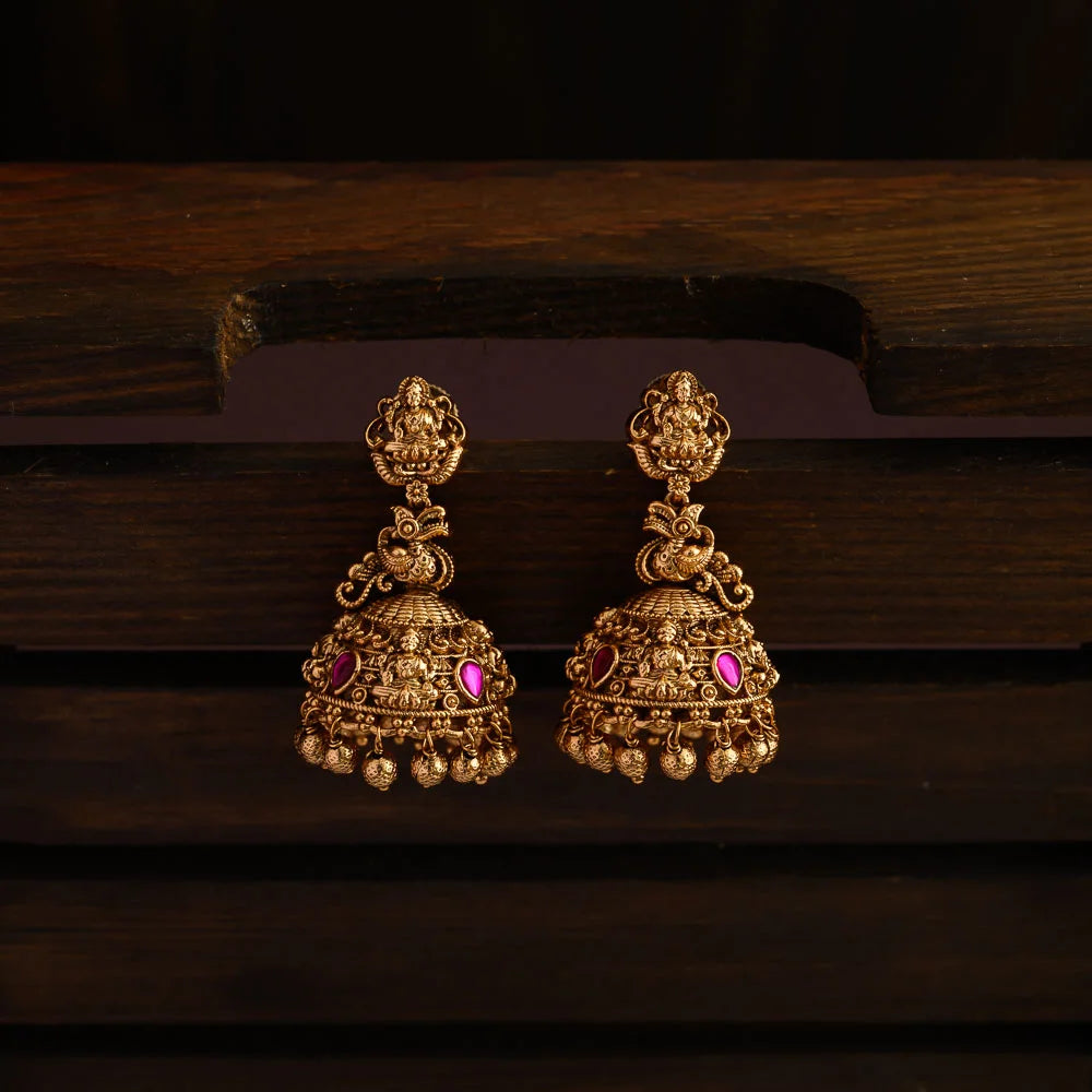 Temple designer jadau jhumkas - yazhi