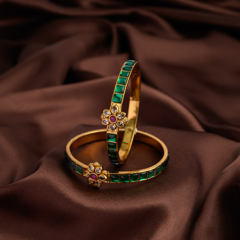 floral green block bangle