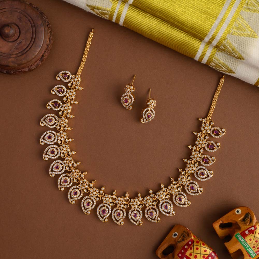 Vasundra  maangas neckpiece - ruby