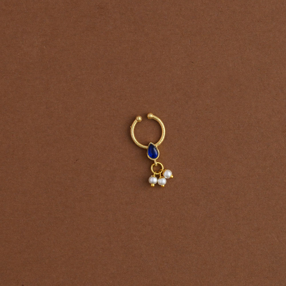 Nosepin blue Gem With Pearl