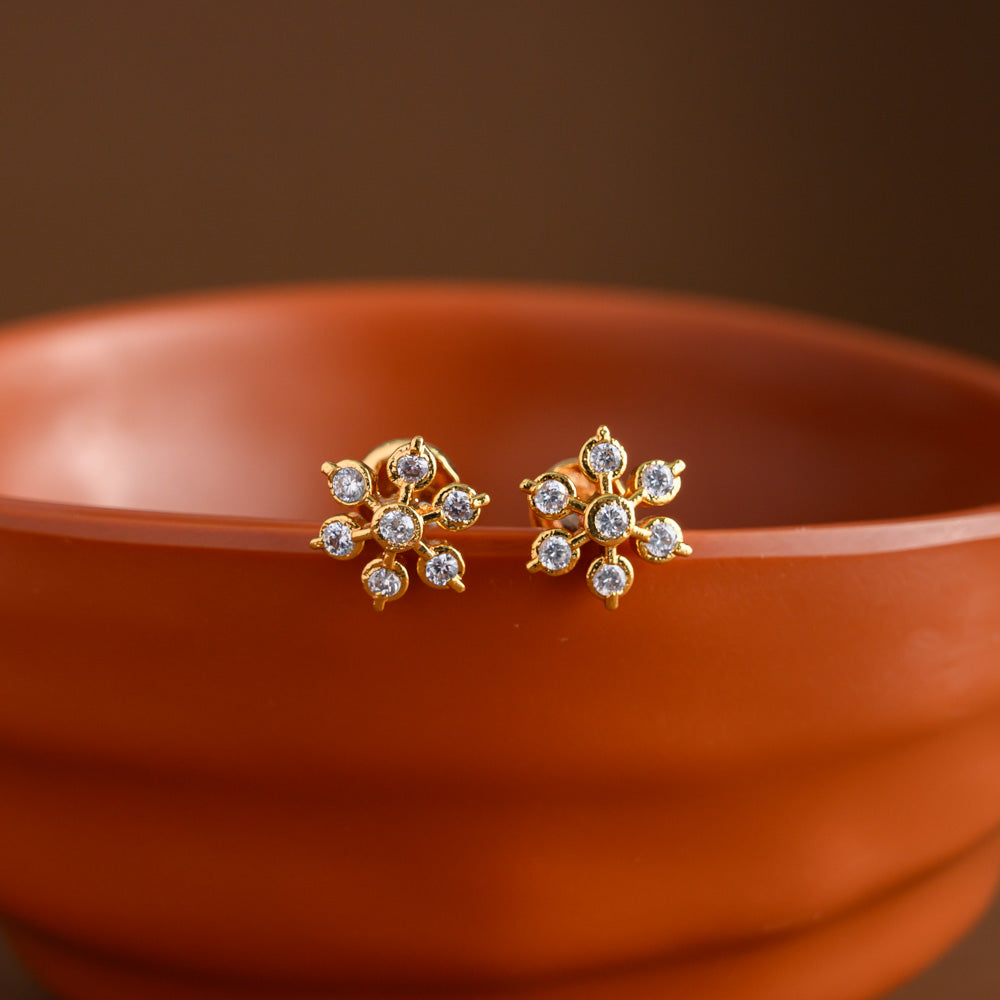 Floral Diamond Gold Earstud