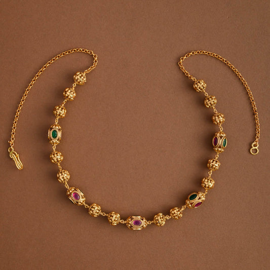 Angaraka Green Ruby Golden Big Balled Chain