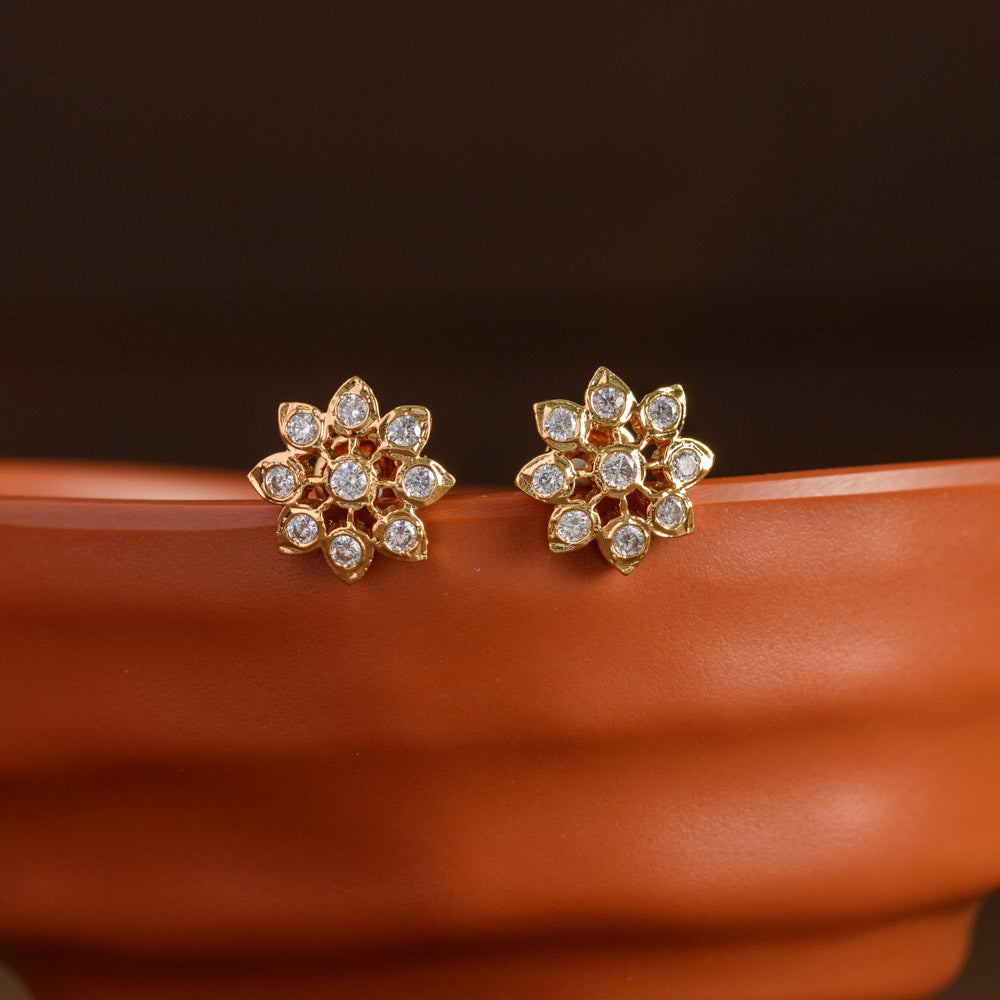 Impon White Floral Stud