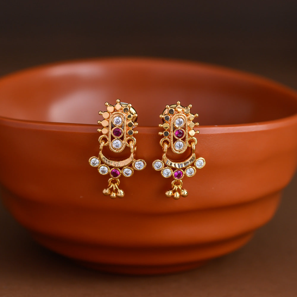 Impon earstud - Ruby and white