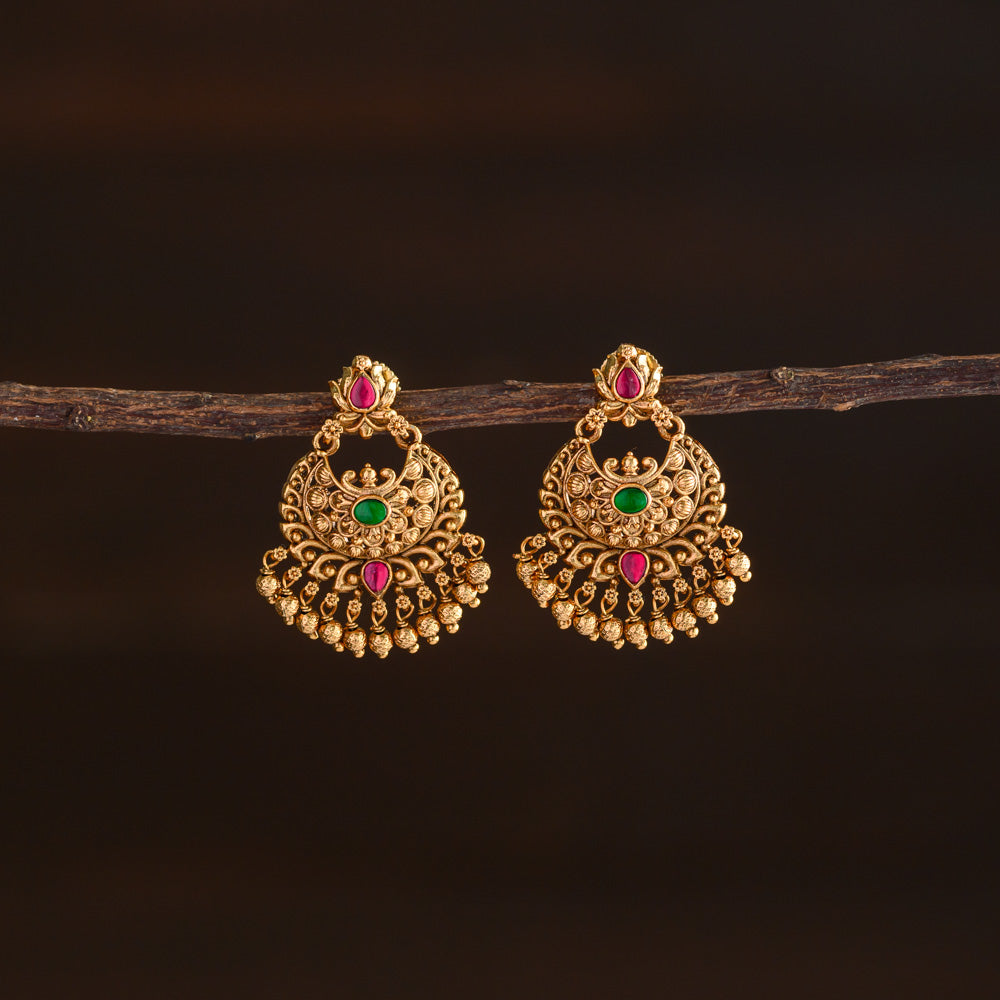 Tamara chandbali earring - Ruby with green