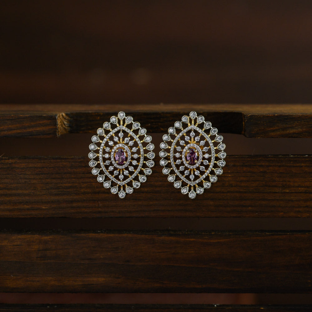 Diamond inspired statement earstud - purple