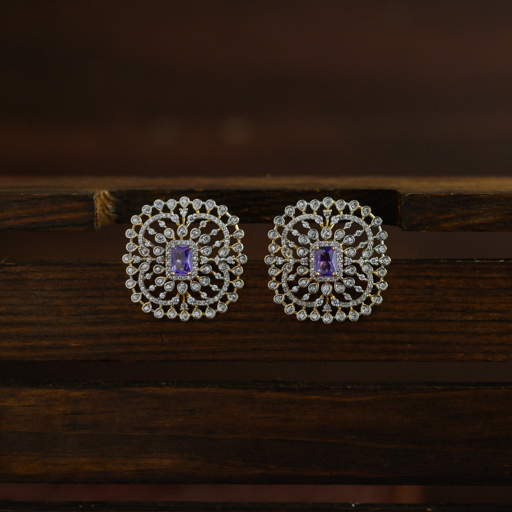 Diamond inspired statement earstud - purple