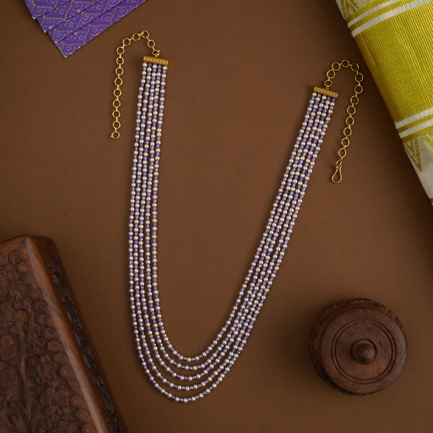 Layered agate beaded haaram