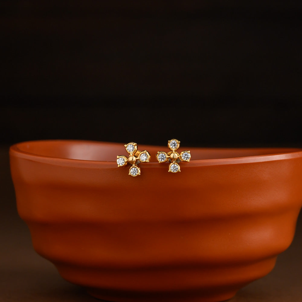 Micro Gold Plating floral earstud -Aachi