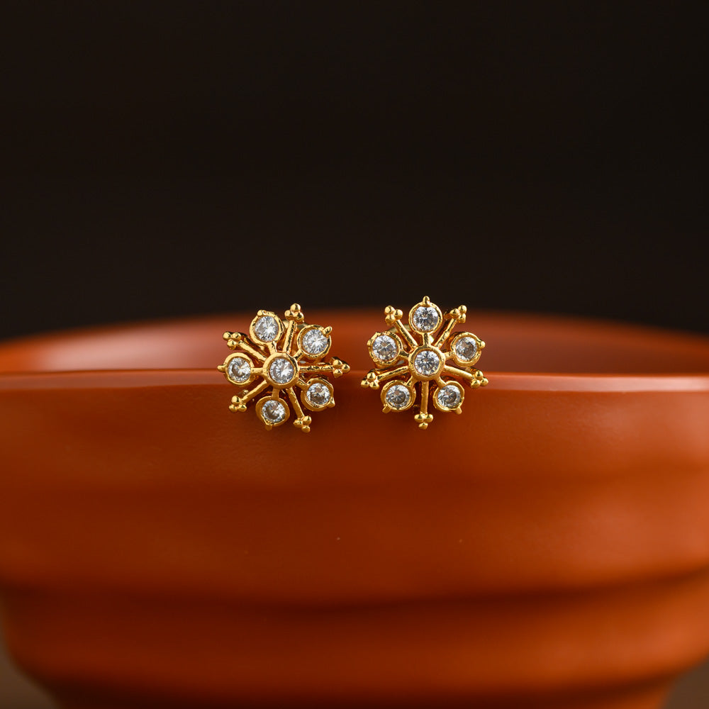 Micro gold plating floral earstud - Aachi