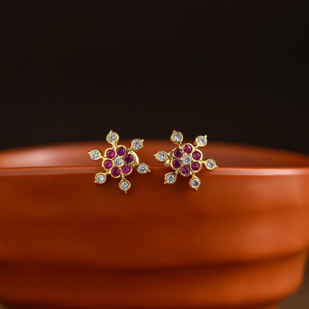 Micro gold plating floral earstud -Aachi