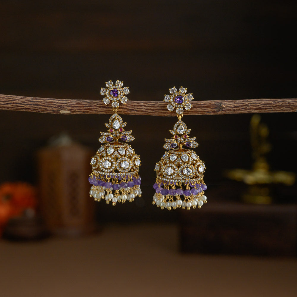 Statement Jhumkas - purple