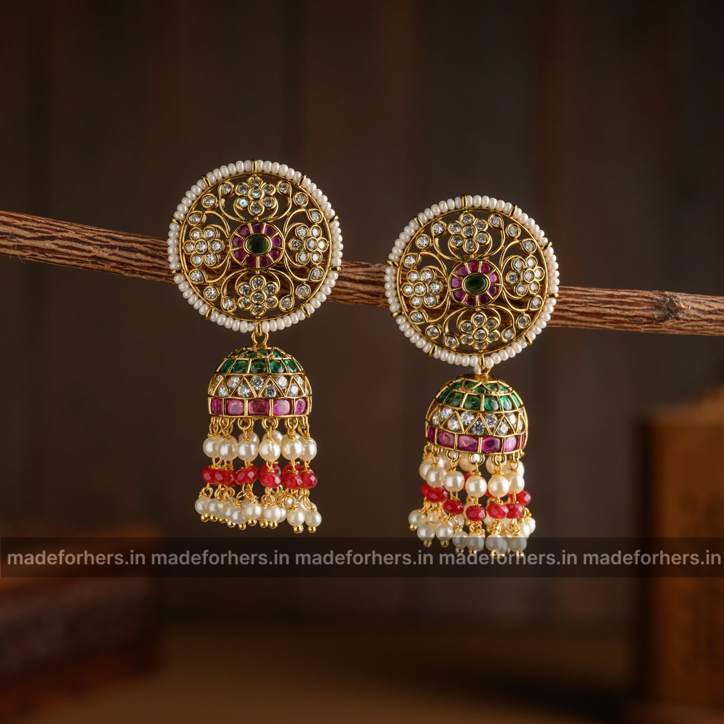 Statement floral jhumkas