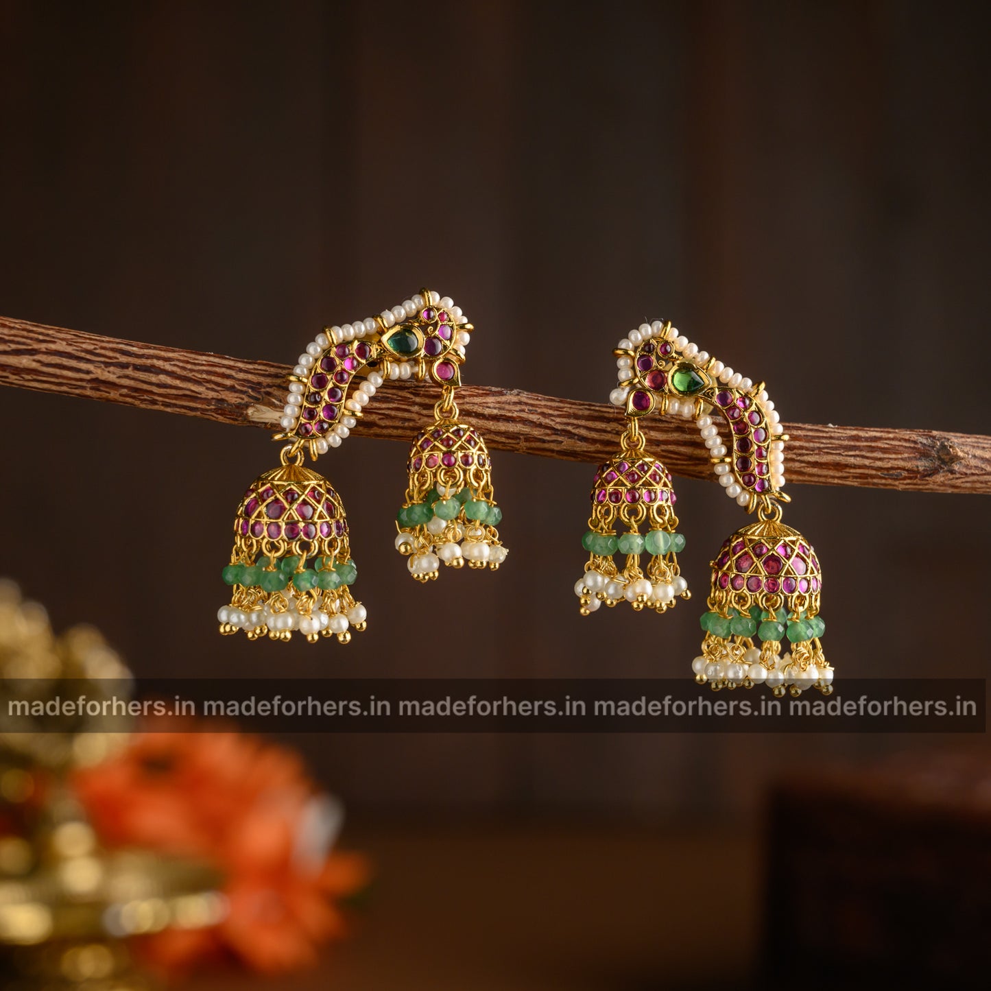 Peacock jhumkas