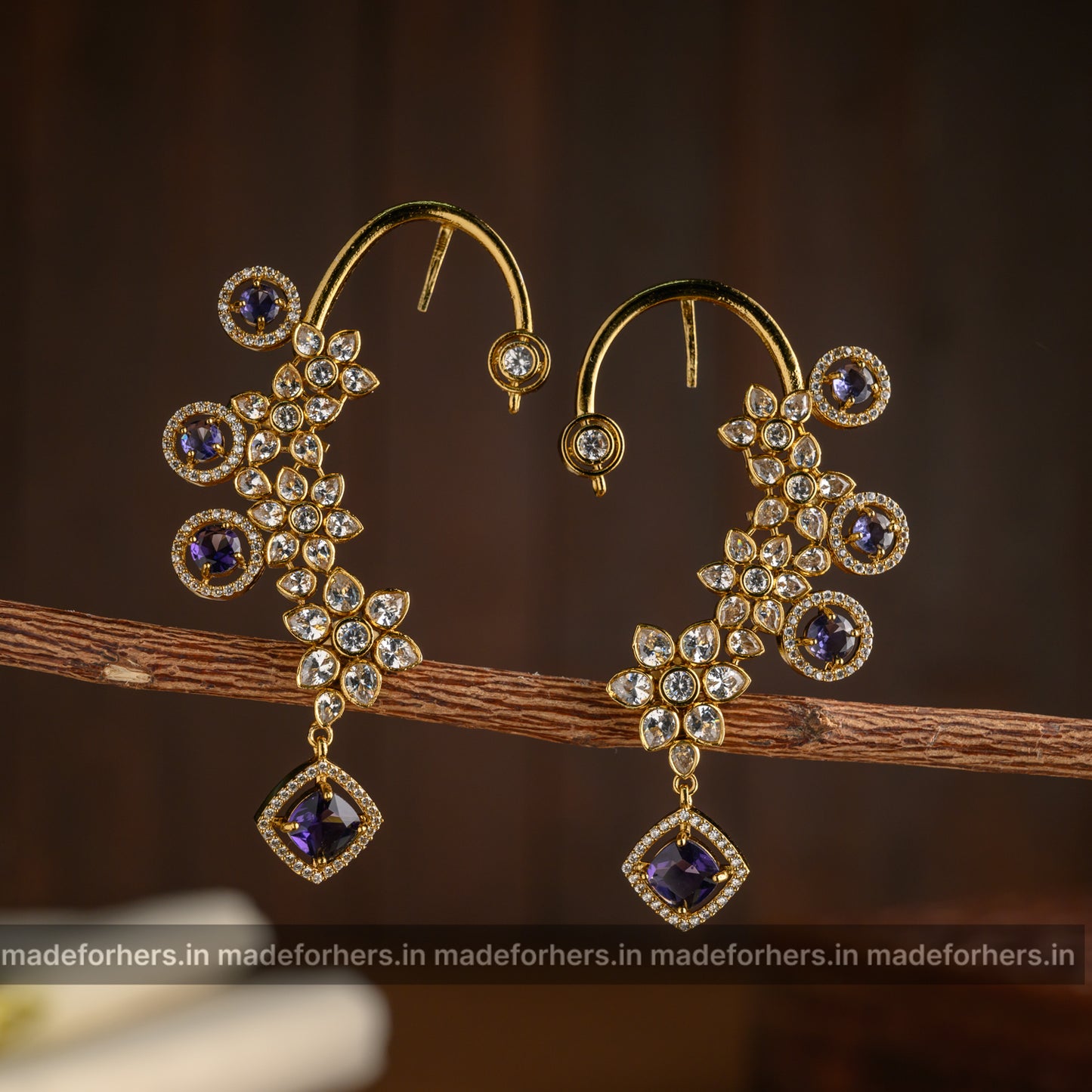 Purple block earcuff