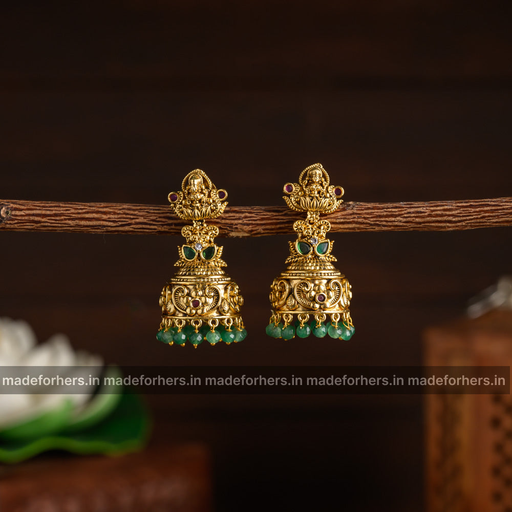 Temple Designer Lakshmi Jhumka