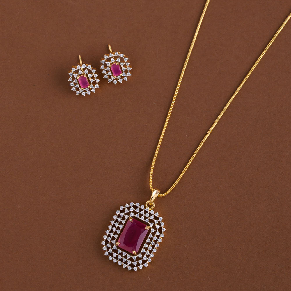 Diamond inspired pendent mid - length chain