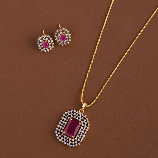 Diamond inspired pendent mid - length chain