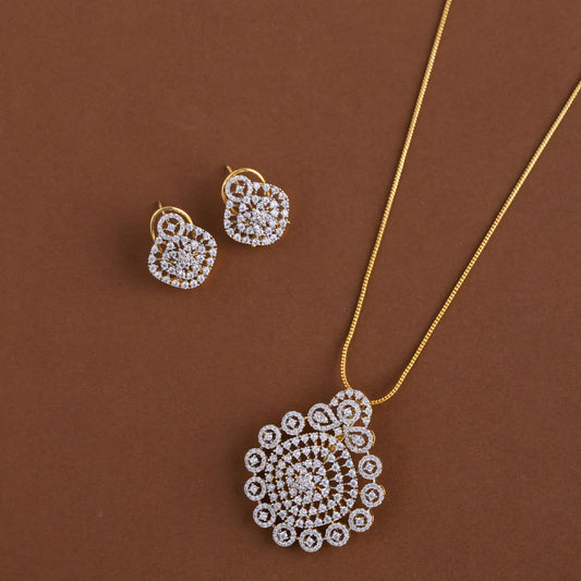 Diamond inspired pendent mid - length chain