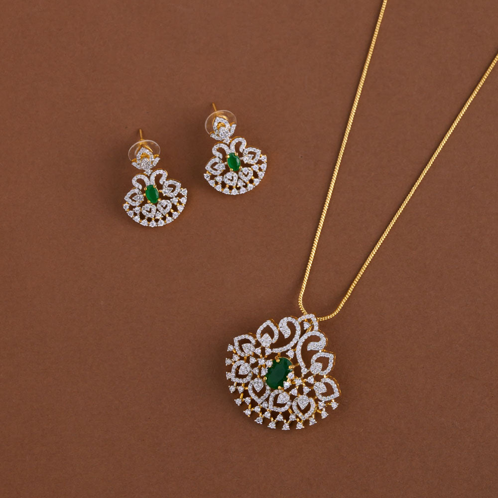 Diamond inspired pendent mid - length chain