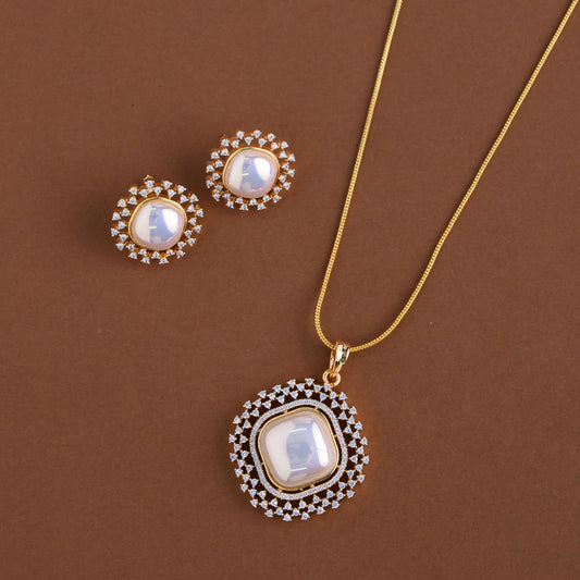 Diamond inspired pendent mid - length chain