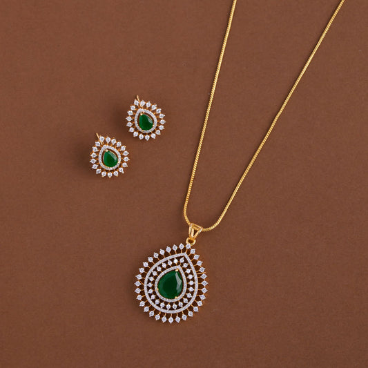 Diamond inspired pendent mid - length chain