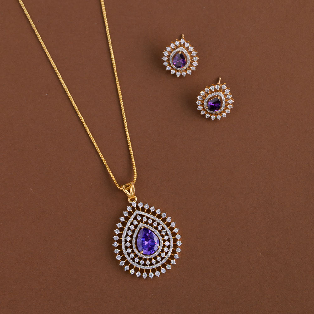 Diamond inspired pendent mid - length chain