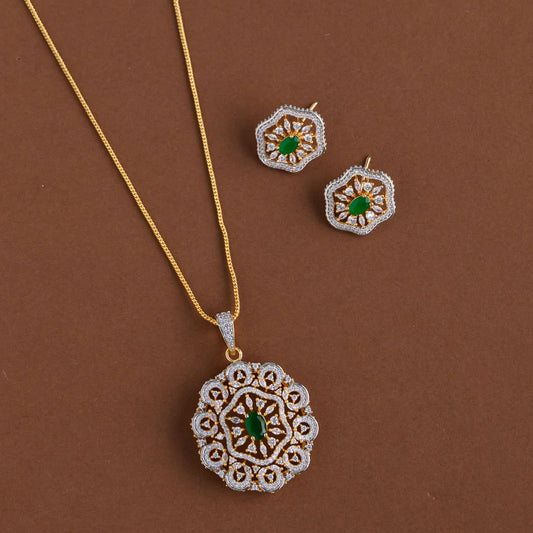 Diamond inspired pendent mid - length chain