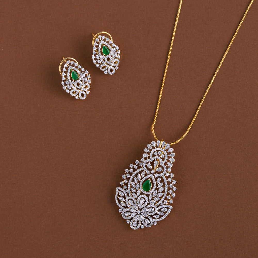 Diamond inspired pendent mid - length chain