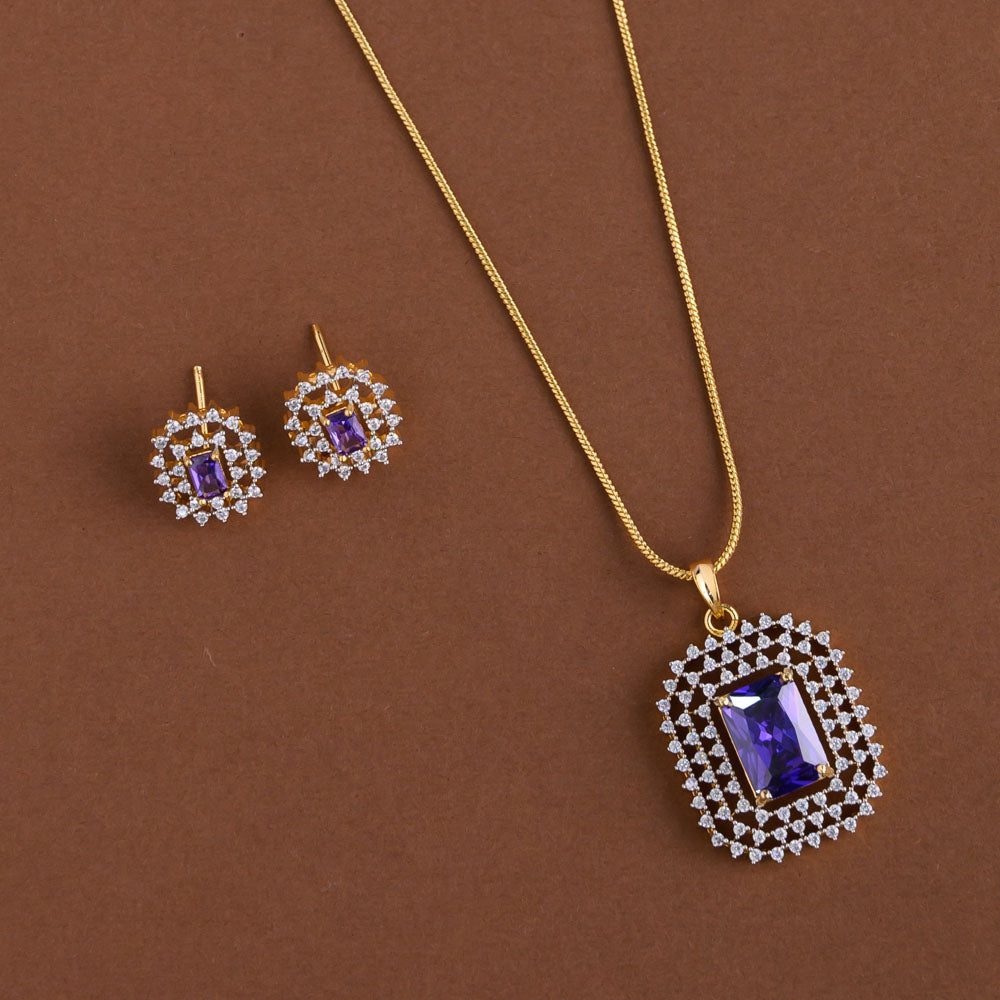 Diamond inspired pendent mid - length chain