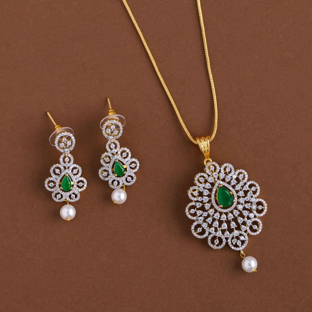 Diamond inspired pendent mid - length chain