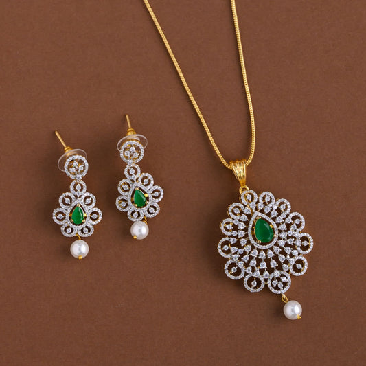 Diamond inspired pendent mid - length chain