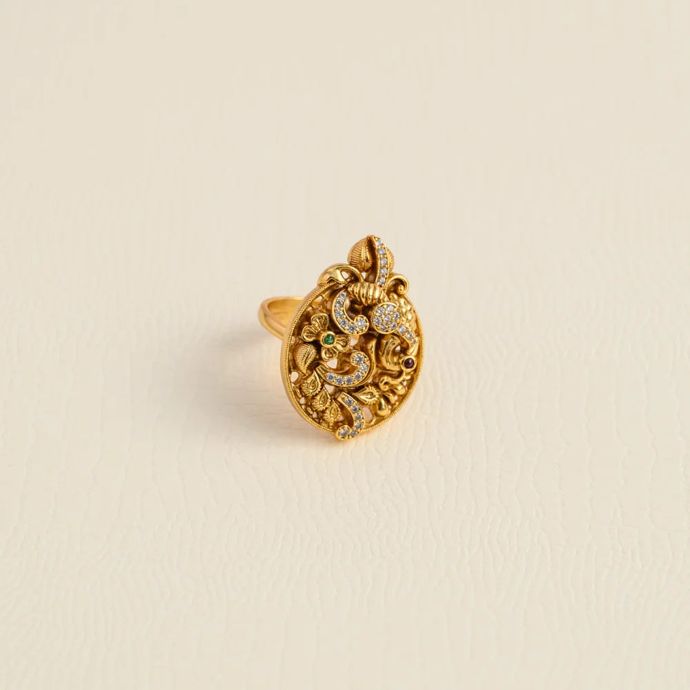 3D peacock bridal ring