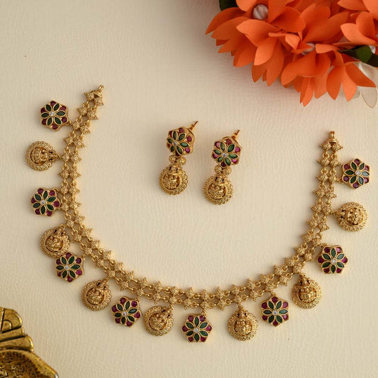 saarika version 2 lakshmi floral neckpiece set