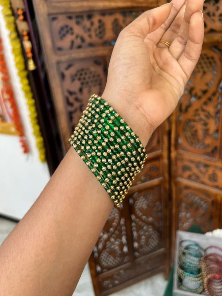 Rain drop bangle – [ green ] – Nila