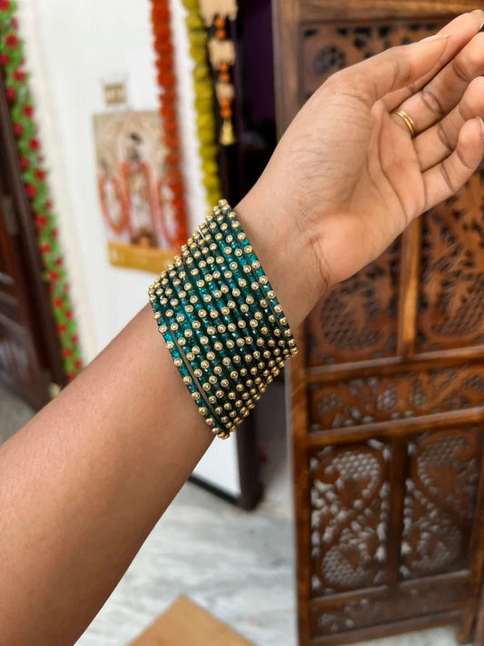 Rain drop bangle - [ Peacock green ] -Nila