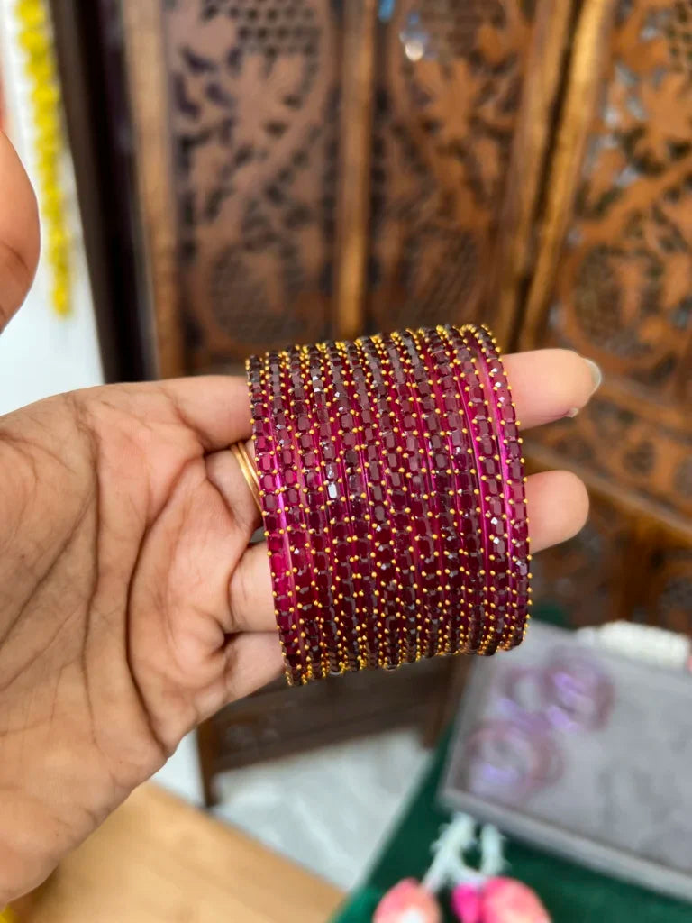 Rain drop bangle – [ dark pink] – Vithiya – Squire
