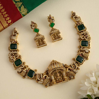 Baandhini temple designer neckpiece set- kamatchi - Nita