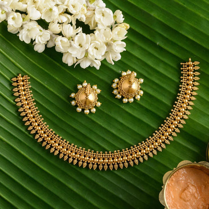 mulla mottu neckpiece set  - Real gold inspired-celeb -  Muruga