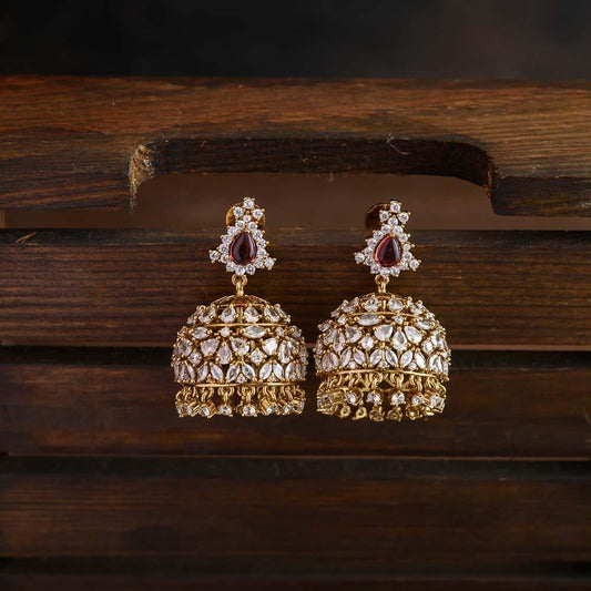 American diamond kooda jhumkas - bold