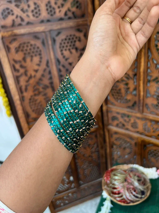 Rain drop bangles - [peacock green ] - Yazhini